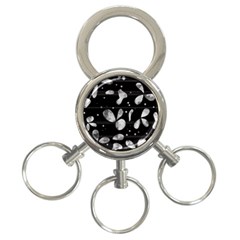 Black And White Floral Abstraction 3-ring Key Chains