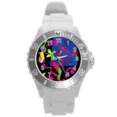 Colorful Shapes Round Plastic Sport Watch (l)