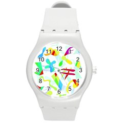 Playful Shapes Round Plastic Sport Watch (m) by Valentinaart