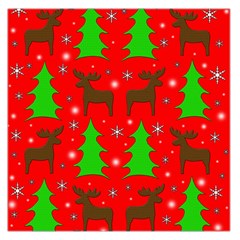 Reindeer And Xmas Trees Pattern Large Satin Scarf (square) by Valentinaart