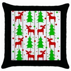 Reindeer Elegant Pattern Throw Pillow Case (black) by Valentinaart