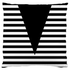 Black & White Stripes Big Triangle Large Flano Cushion Case (one Side) by EDDArt