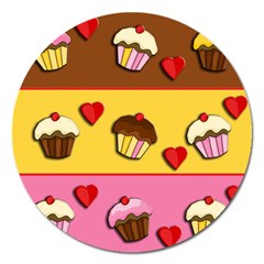 Love Cupcakes Magnet 5  (round) by Valentinaart