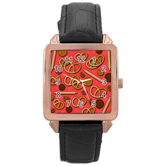 Bakery Rose Gold Leather Watch  by Valentinaart