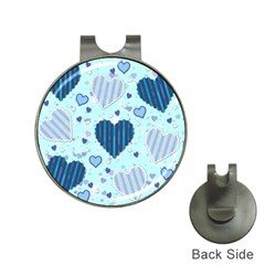 Light And Dark Blue Hearts Hat Clips With Golf Markers