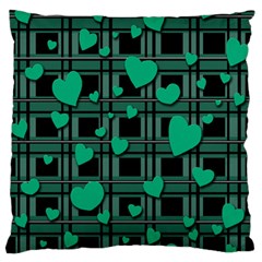 Green Love Large Flano Cushion Case (two Sides) by Valentinaart