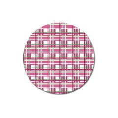 Pink Plaid Pattern Magnet 3  (round) by Valentinaart