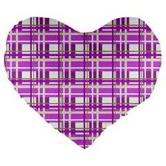 Purple Plaid Pattern Large 19  Premium Heart Shape Cushions by Valentinaart