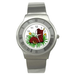 Boot In The Grass Stainless Steel Watch by Valentinaart