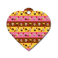 Cupcakes Pattern Dog Tag Heart (two Sides) by Valentinaart