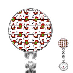 Xmas Song Pattern Stainless Steel Nurses Watch by Valentinaart