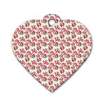 Gorgeous Pink Flower Pattern Dog Tag Heart (Two Sides) Front