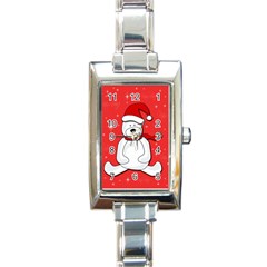 Polar Bear - Red Rectangle Italian Charm Watch by Valentinaart