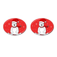 Polar Bear - Red Cufflinks (oval) by Valentinaart