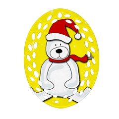 Polar Bear - Yellow Ornament (oval Filigree) 