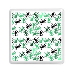 Lizards Pattern - Green Memory Card Reader (square)  by Valentinaart