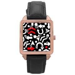 Right Direction - Red Rose Gold Leather Watch  by Valentinaart