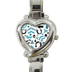 Cyan Direction Pattern Heart Italian Charm Watch by Valentinaart