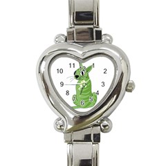 Green Cat Heart Italian Charm Watch by Valentinaart