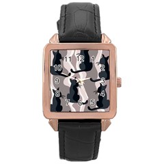 Elegant Cats Rose Gold Leather Watch  by Valentinaart