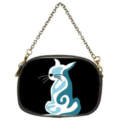 Blue Abstract Cat Chain Purses (one Side)  by Valentinaart