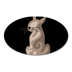 Brown Abstract Cat Oval Magnet by Valentinaart