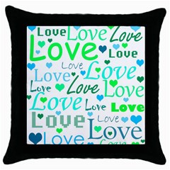 Love Pattern - Green And Blue Throw Pillow Case (black) by Valentinaart