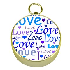 Blue And Purple Love Pattern Gold Compasses by Valentinaart