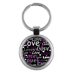 Valentine s Day Pattern - Purple Key Chains (round)  by Valentinaart