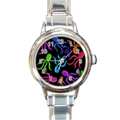 Colorful Octopuses Pattern Round Italian Charm Watch by Valentinaart