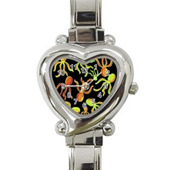 Octopuses Pattern 2 Heart Italian Charm Watch by Valentinaart