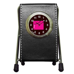 Pink Square  Pen Holder Desk Clocks