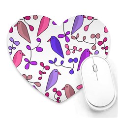 Flowers And Birds Pink Heart Mousepads