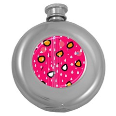 Rainy Day - Pink Round Hip Flask (5 Oz) by Moma