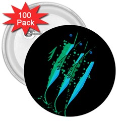 Green Fish 3  Buttons (100 Pack) 