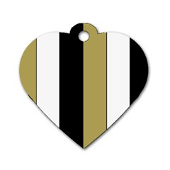 Black Brown Gold White Stripes Elegant Festive Stripe Pattern Dog Tag Heart (two Sides)