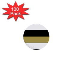 Black Brown Gold White Horizontal Stripes Elegant 8000 Sv Festive Stripe 1  Mini Buttons (100 Pack) 