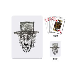 Man With Hat Head Pencil Drawing Illustration Playing Cards (mini)  by dflcprints