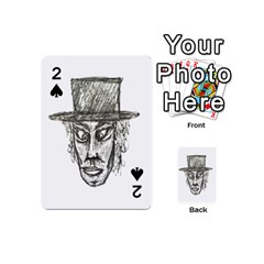 Man With Hat Head Pencil Drawing Illustration Playing Cards 54 (mini)  by dflcprints