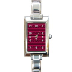 Red Barbwire Pattern Rectangle Italian Charm Watch