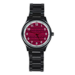 Red Barbwire Pattern Stainless Steel Round Watch