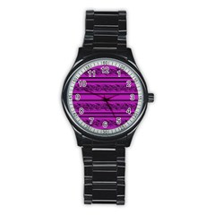 Magenta Barbwire Stainless Steel Round Watch