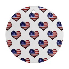 Usa Grunge Heart Shaped Flag Pattern Ornament (round) 