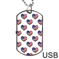 Usa Grunge Heart Shaped Flag Pattern Dog Tag Usb Flash (two Sides) 