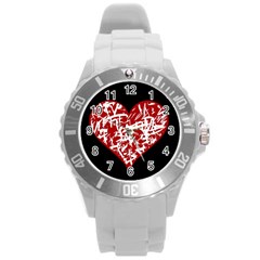 Valentine s Day Design Round Plastic Sport Watch (l)