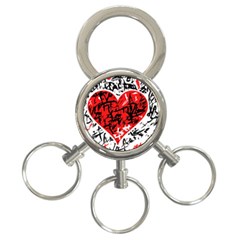 Red Hart - Graffiti Style 3-ring Key Chains by Valentinaart