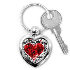 Red Hart - Graffiti Style Key Chains (heart)  by Valentinaart