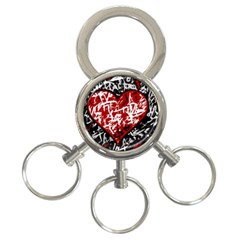 Red Graffiti Style Hart  3-ring Key Chains by Valentinaart