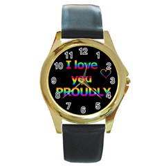 I Love You Proudly Round Gold Metal Watch