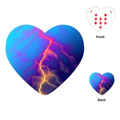 Lightning Colors, Blue Sky, Pink Orange Yellow Playing Cards (heart) 